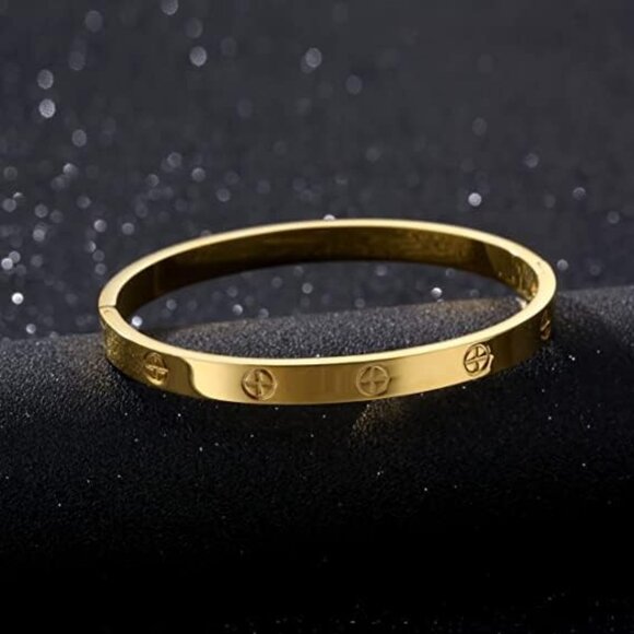 18K Gold Plated Titanium Steel Twin Friendship Bracelets for Women, Adjustable C - Picture 5 of 6